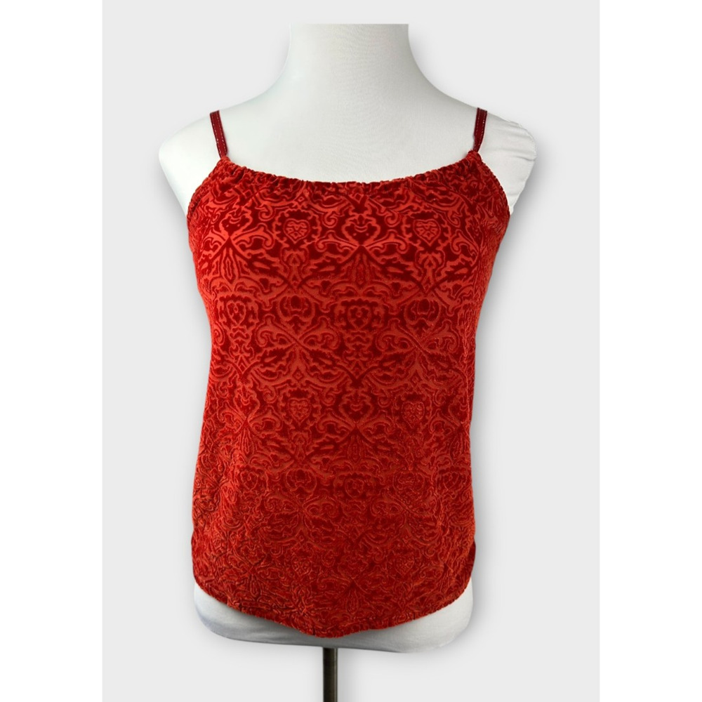 Y2k Holly Flock by Lucky Brand Velvet Burnout Spaghetti Strap Top Paisley Small - Picture 13 of 14
